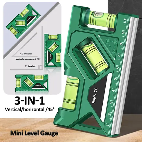 Alta Precisão Mini Medidor de Nível, Medida Vertical Horizontal, Régua Métrica, Transferidor, Casa, Portátil, Magnético, Bolso