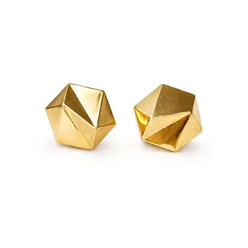 Brinco Hexágono Pequeno em Ouro 18K