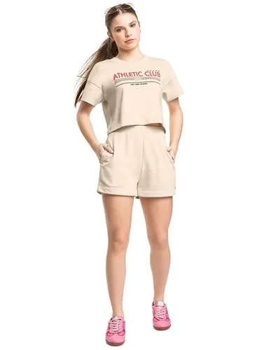Conjunto Juvenil com Blusa Athletic Club e Short (Bege) Gloss