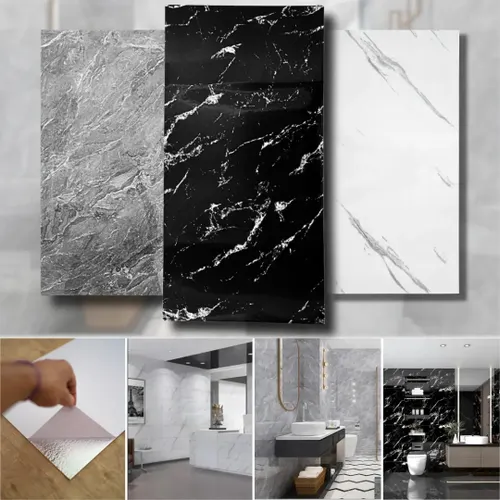 Kit 10 Painel 3d Mármore Parede Autocolante 60 X 30 Pdeals Cor Preto Onix
