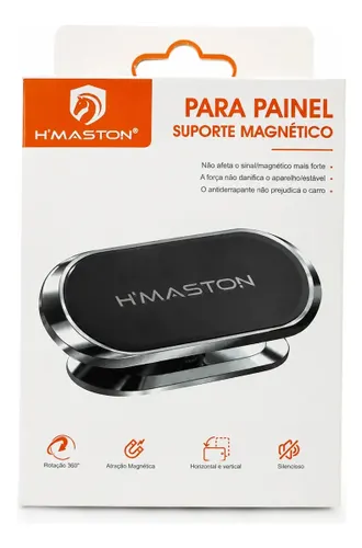 Suporte Magnético Veicular H'maston CJ-51 para Celular Carro 360° Cinza