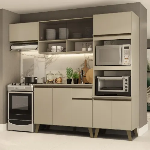 Armário de Cozinha Completa Atlanta Home Amêndoa
