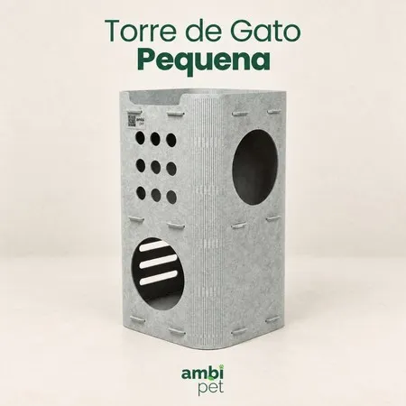 Torre de Gato Pequena Ambipet Sustentável Arranhador Playground 95% Reciclada Resistente para Gatos Interior