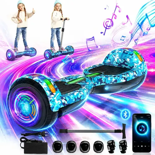 Hoverboard Elétrico de 6.5" 700W Primeware Camuflado Azul com Bluetooth e Auto Equilíbrio