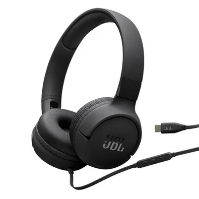 Fone de Ouvido On-Ear JBL Tune 520C, Conexão USB-C, Pure Bass, Preto - JBLT520CBLK