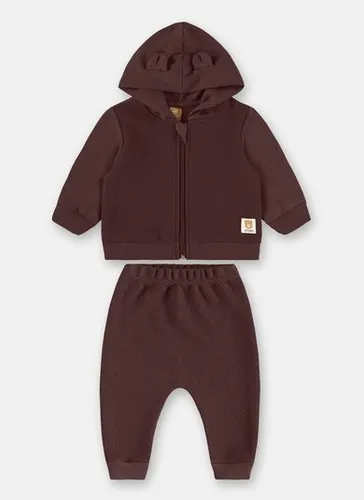 Conjunto Bebê Menino Jaqueta com Orelhinhas e Calça Matelassê Marrom