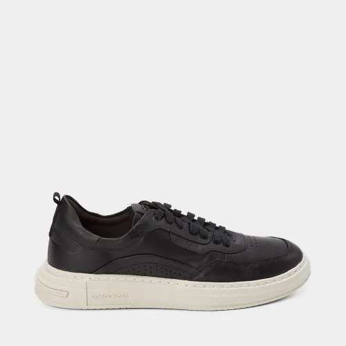 Sapatênis Democrata Denim Jake Perfuros Couro Preto