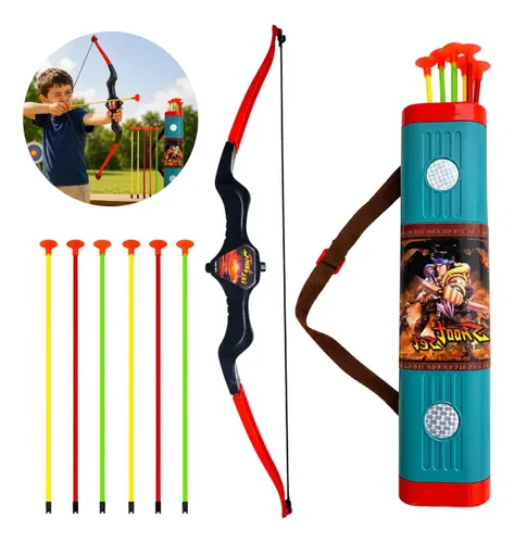 Arco e Flecha Europio Infantil com Bolsa Aljava Lançador + Dardos