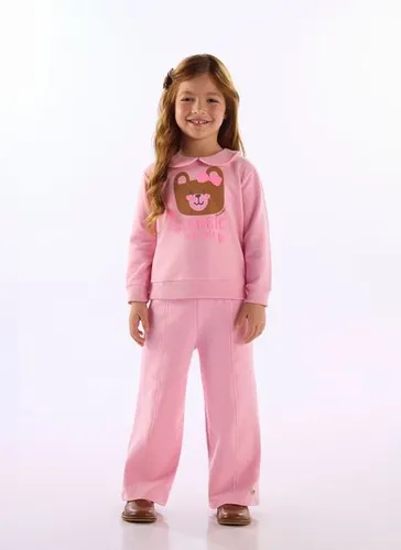 Conjunto Infantil Feminino Estampa Ursinho Rosa