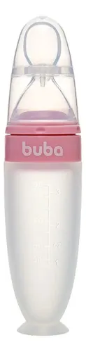 Colher Dosadora de Silicone com Ventosa e Tampa Rosa Buba