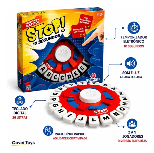 Jogo Stop 3.0 Eletrônico Educativo para Família com Teclado Digital em Português