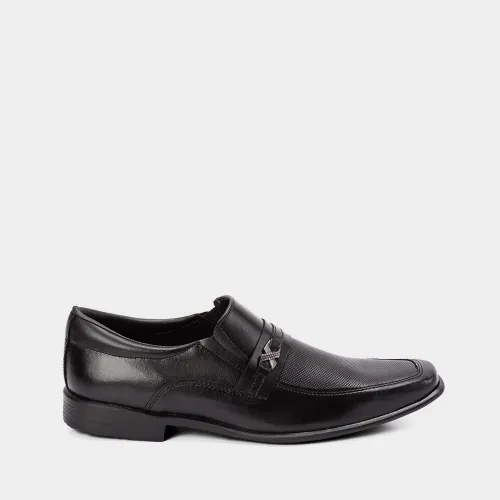 Sapato Social Masculino Woche Texturizado com Fivela Preto