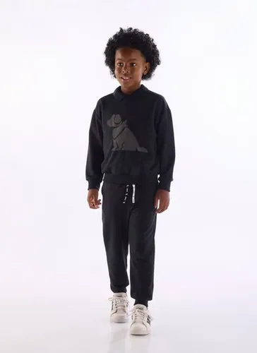 Conjunto de Moletom Estampado Infantil Menino Preto