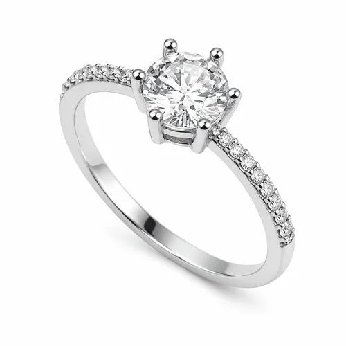 Anel Solitário com Zircônia 7 mm E 6 Garras em Prata 925