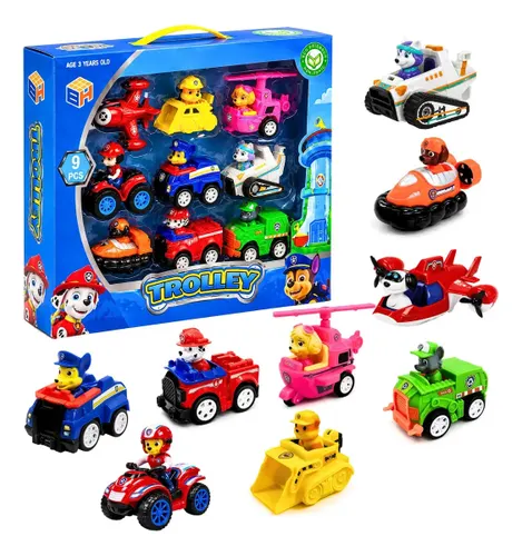 Kit 9 Carros e Personagens Patrulha Canina Coleção Fricção Colorido