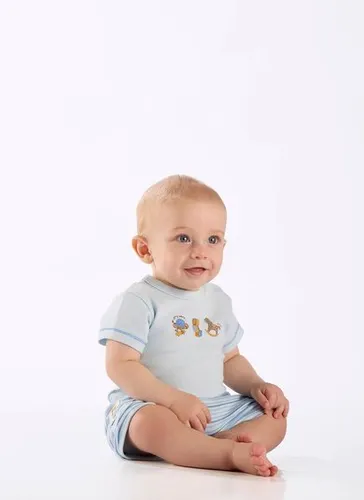 Conjunto para Bebê Menino em Suedine Comfy com Body e Short (Azul Claro) Up Baby