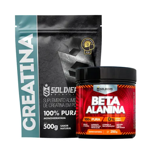 Kit: Beta Alanina 250g + Creatina Monohidratada 500g - 100% Pura Importada - Soldiers Nutrition
