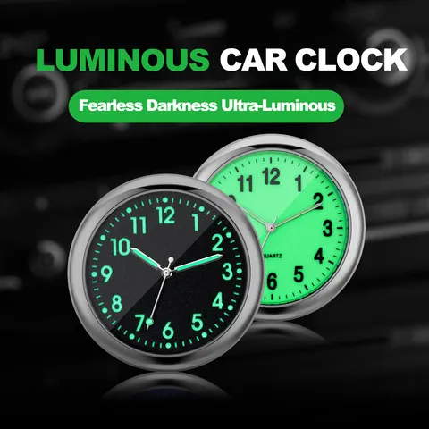 Relógio de Carro Luminoso, Mini Relógio Digital Interno para Automóveis, Relógios de Quartzo, Ornamento para Carro, Acessórios e Presentes