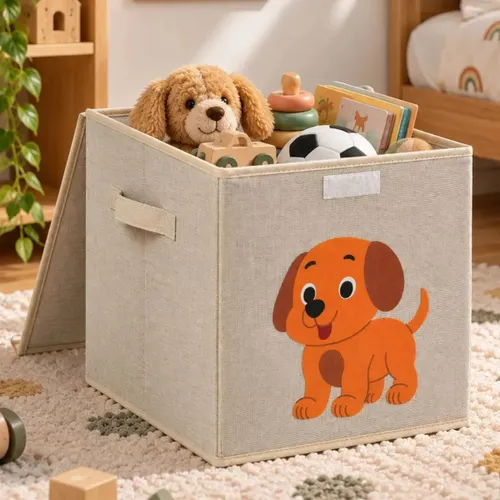 Caixa Organizadora Infantil Brinquedos Cesto Tampa Baú Oky's Cachorro