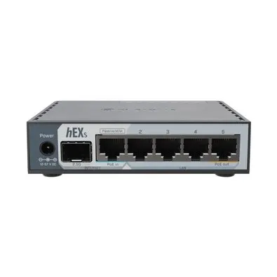 Roteador MikroTik hEX S (2025) E60IUGS, 5 Portas Gigabit Ethernet, 1 Porta SFP 2.5Gbps, RouterOS