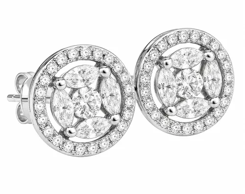 Brinco Miolo Pizza com Zircônias 1 cm em Prata 925