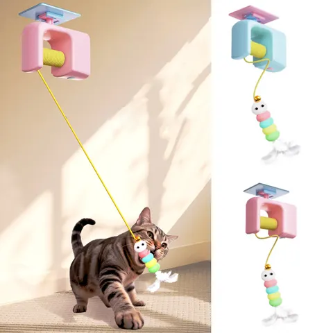 Brinquedo Interativo Elétrico Recarregável para Gatos: Pássaro Voador Automático para Pendurar na Porta com Corda Elástica para Alívio do Estresse e Caça