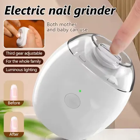 Lixadeira elétrica 2 em 1 para unhas, com luz LED, aparador de unhas automático para bebés, crianças e adultos, ferramenta portátil para manicure e cuidados com as unhas.