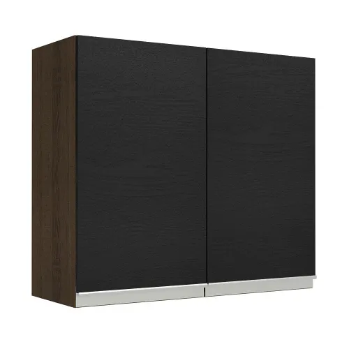 Armário Aéreo 70 cm 2 Portas Rustic/Preto Glamy Madesa