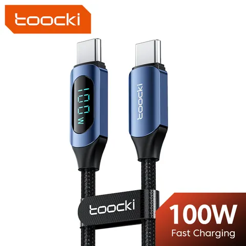 Toocki-Tipo C para Cabo Tipo C, Carregador de carregamento rápido PD, USB para USB C, Cabo de exibição para Macbook, iPad, Cabo de dados, 100W