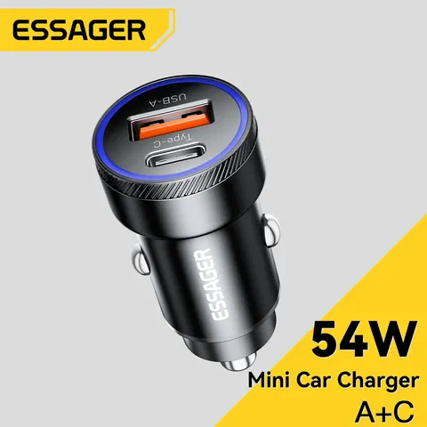 Essager 54W USB Carregador de Carro 5A Carga Rápida 3.0 QC SCP AFC 30W USB Tipo C Carregamento Rápido para Xiaomi poco iPhone Huawei Samsung