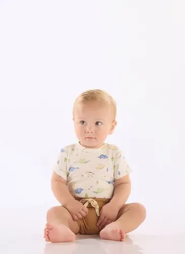 Conjunto Comfy em Suedine de Dinos para Bebê Menino (Off White) Up Baby