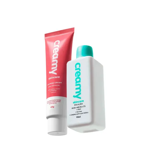 Kit Ácido Salicílico Antiacne e Calming Cream Hidratante Facial Creamy 90ml E 40g