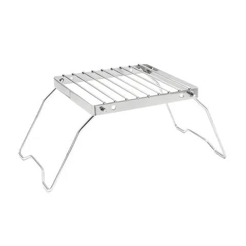 Suporte portátil e dobrável para fogão de camping, em aço inoxidável, para churrasqueira a gás, para grelhar com carvão e preparar chá, para uso interior e exterior.