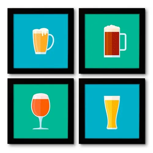 Quadro Decorativo Composê 40x40 Cm Bebidas