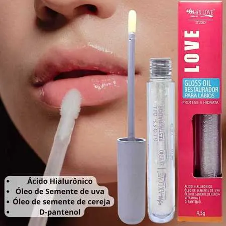 GLOSS OIL MAX LOVE 171 RESTAURADOR LABIAL HIDRATANTE NÃO PEGAJOSO 4,5g