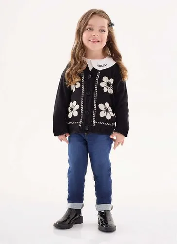 Casaco em Tricô Infantil para Meninas (Preto) Up Baby