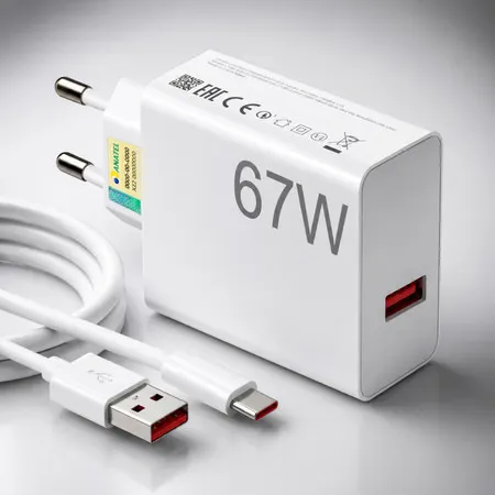 Kit Carregador 67W Turbo + Cabo Tipo-C Carga Rápida Universal Xiaomi Redmi Note e Poco X7 Android