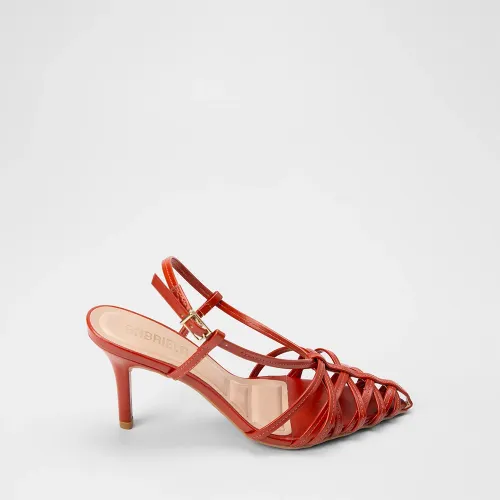 Scarpin Slingback Feminino Multitiras Salto Alto Vermelho