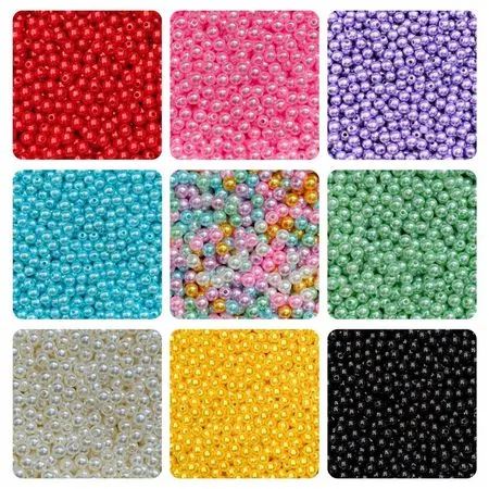 Pérola 6mm ABS 100 Unidades Miçanga Inteira Furo Passante Artesanato Bijuteria