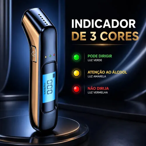 Bafômetro Digital Profissional Portátil sem Contato, Alta Precisão, Detector de Álcool no Ar, Teste de Aliento para Segurança - UC68