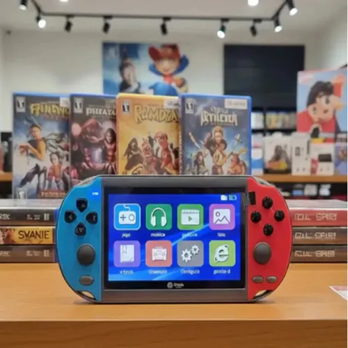 Console de Jogos Portátil Oasis Diversão Infinita Azul e Vermelho