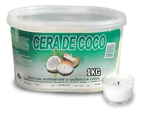 Cera de Coco Velas Artesanais 100% Vegetal Vegana 1 Kg