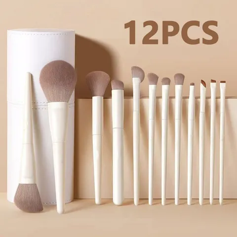 Conjunto de 12 Pincéis de Maquiagem para Base, Corretivo, Pó, Sombra, Blush, Pincel Kabuki para Mistura, Ferramenta de Beleza Cosmética para o Rosto