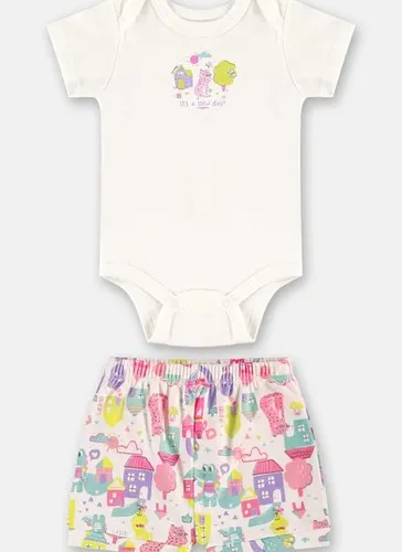 Conjunto Bebê Menina Body e Short Off White