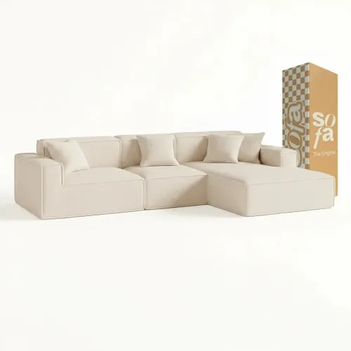 Sofá Modular Pelion 3 Lugares com 1 Chaise - Linho