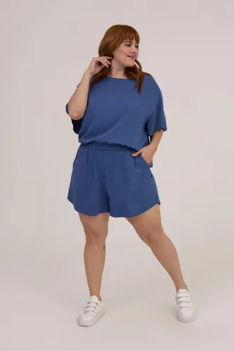 Shorts Evasê Visco Azul Ciano