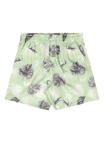 Bermuda Infantil Masculina de Microfibra Tropical Verde Claro