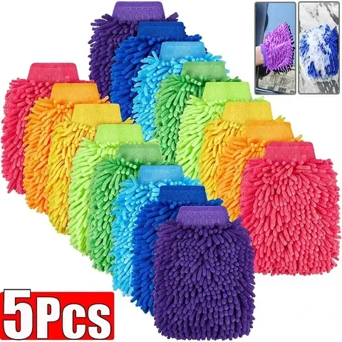 Luvas de lavagem de carro chenille coral velo luvas de lavagem limpador de limpeza de carro toalha de lavagem de poeira automática luva acessórios de limpeza de carro