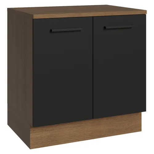 Balcão Madesa Agata 80 x 60 cm 2 Portas (Com Tampo) Rustic/Preto
