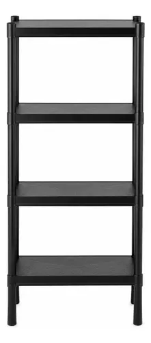 Estante para Livros Plástica Multiuso Organizadora Preta 4 Prateleiras 100x35x25 cm
